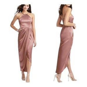 NWT After Six by Nordstrom Charmeuse Dress 2 Desert Rose Tulip Hem Midi Draped